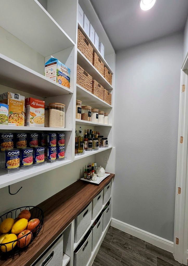 Upscale pantry with built-in storage