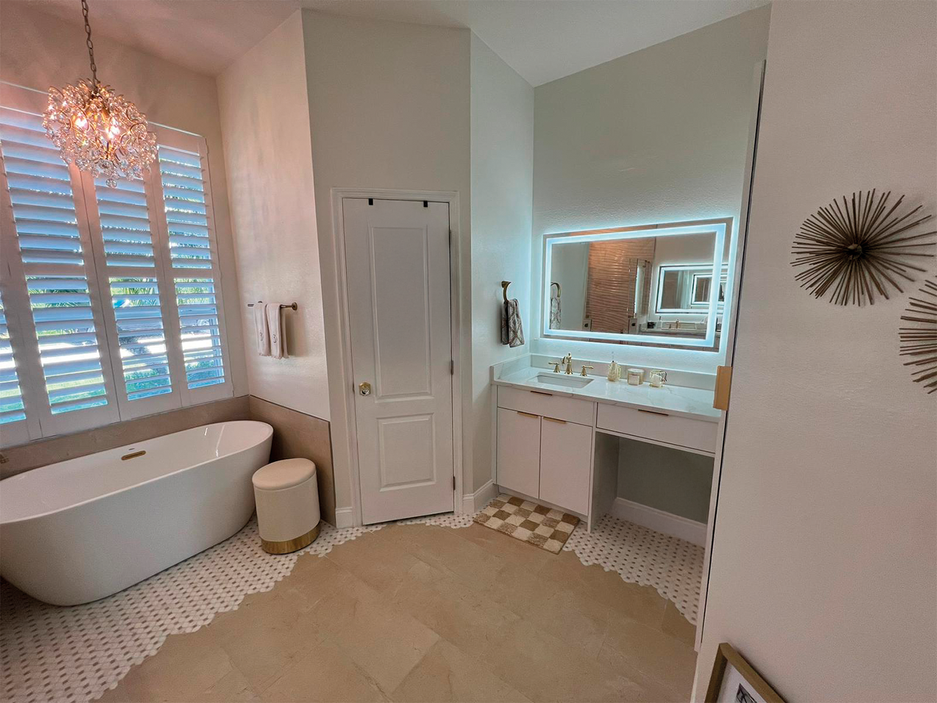 Elegant bathroom with natural stone