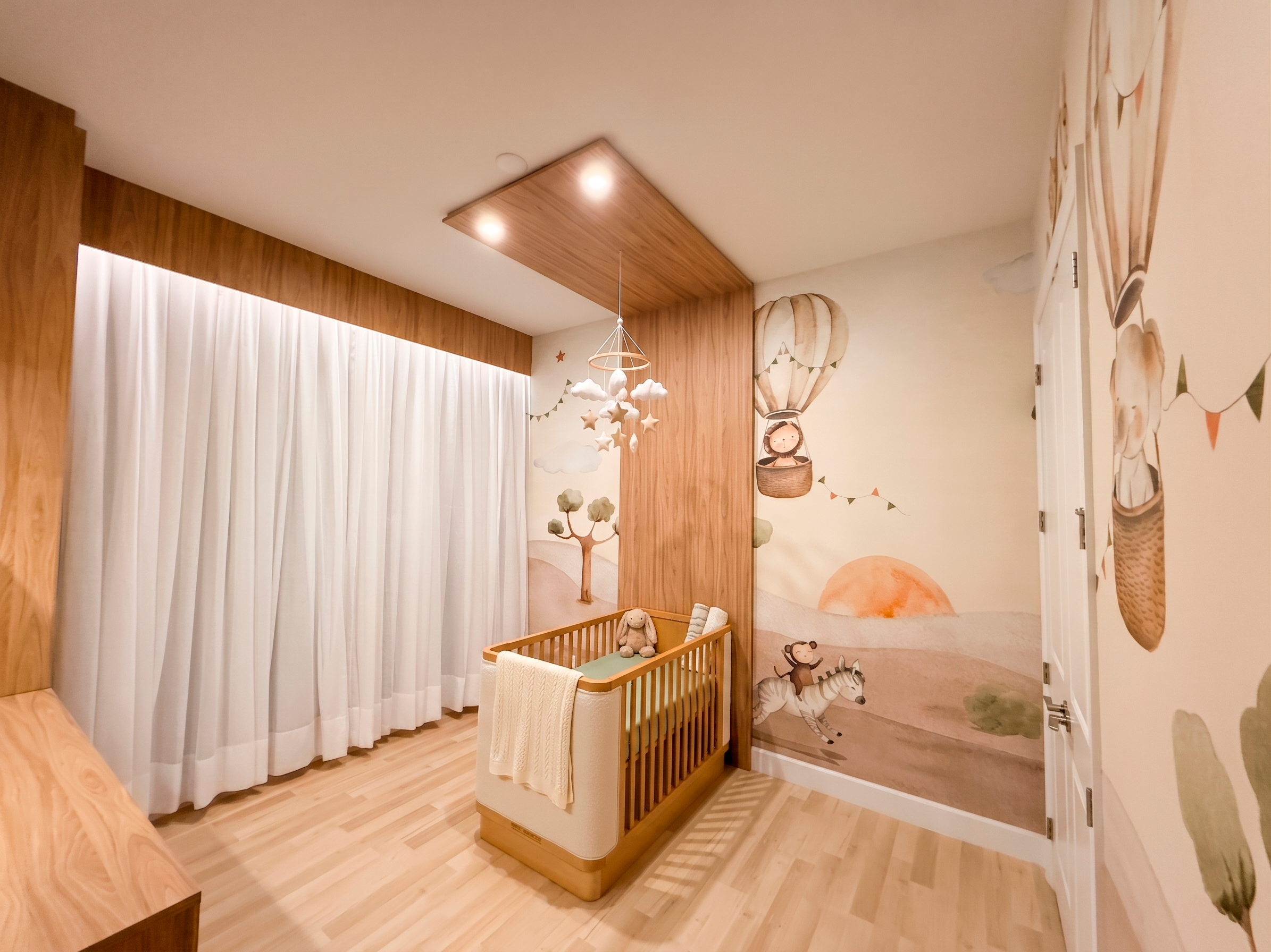 Designer bedroom with soft neutral tones