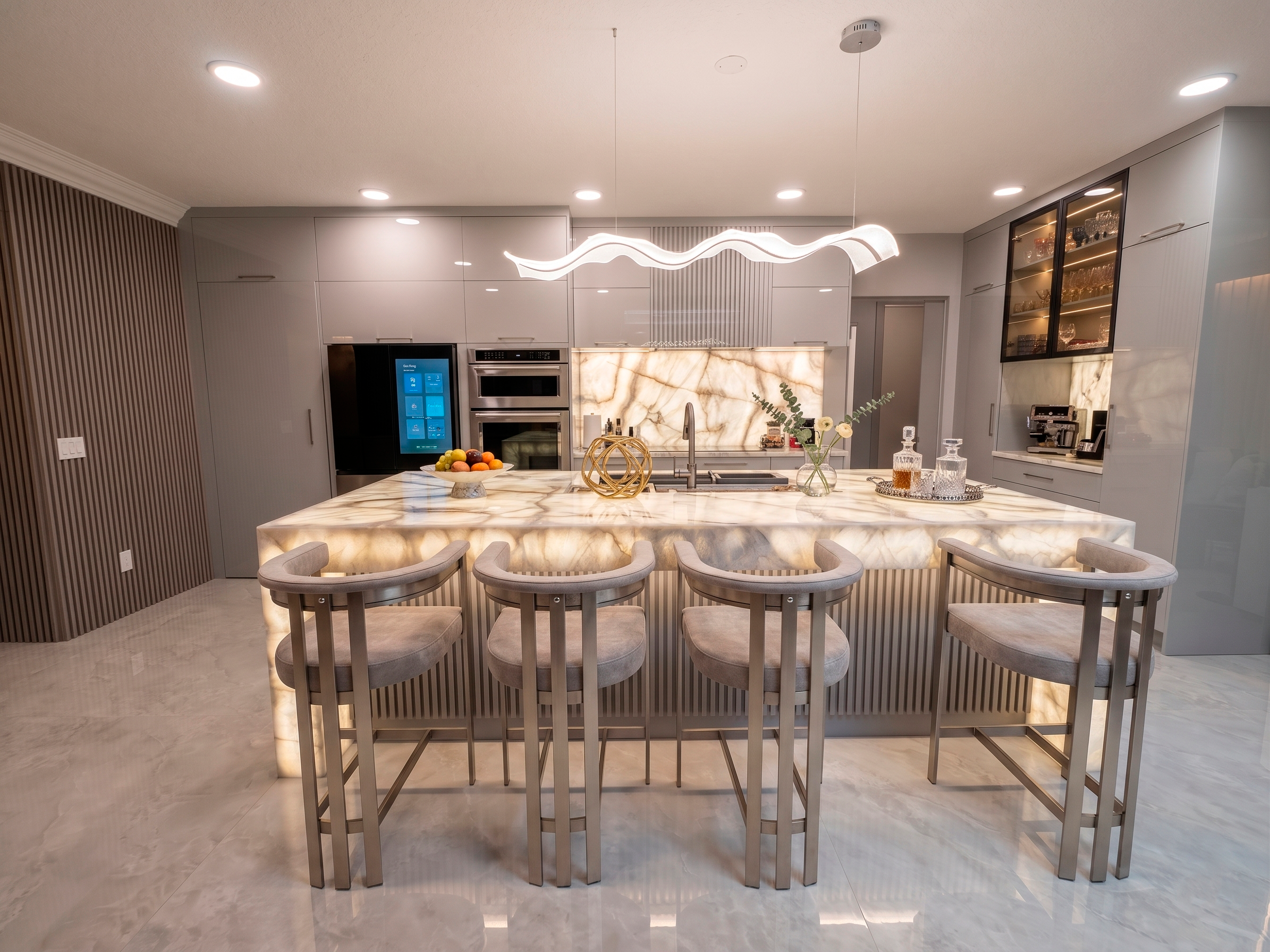 Refined kitchen with custom cabinetry