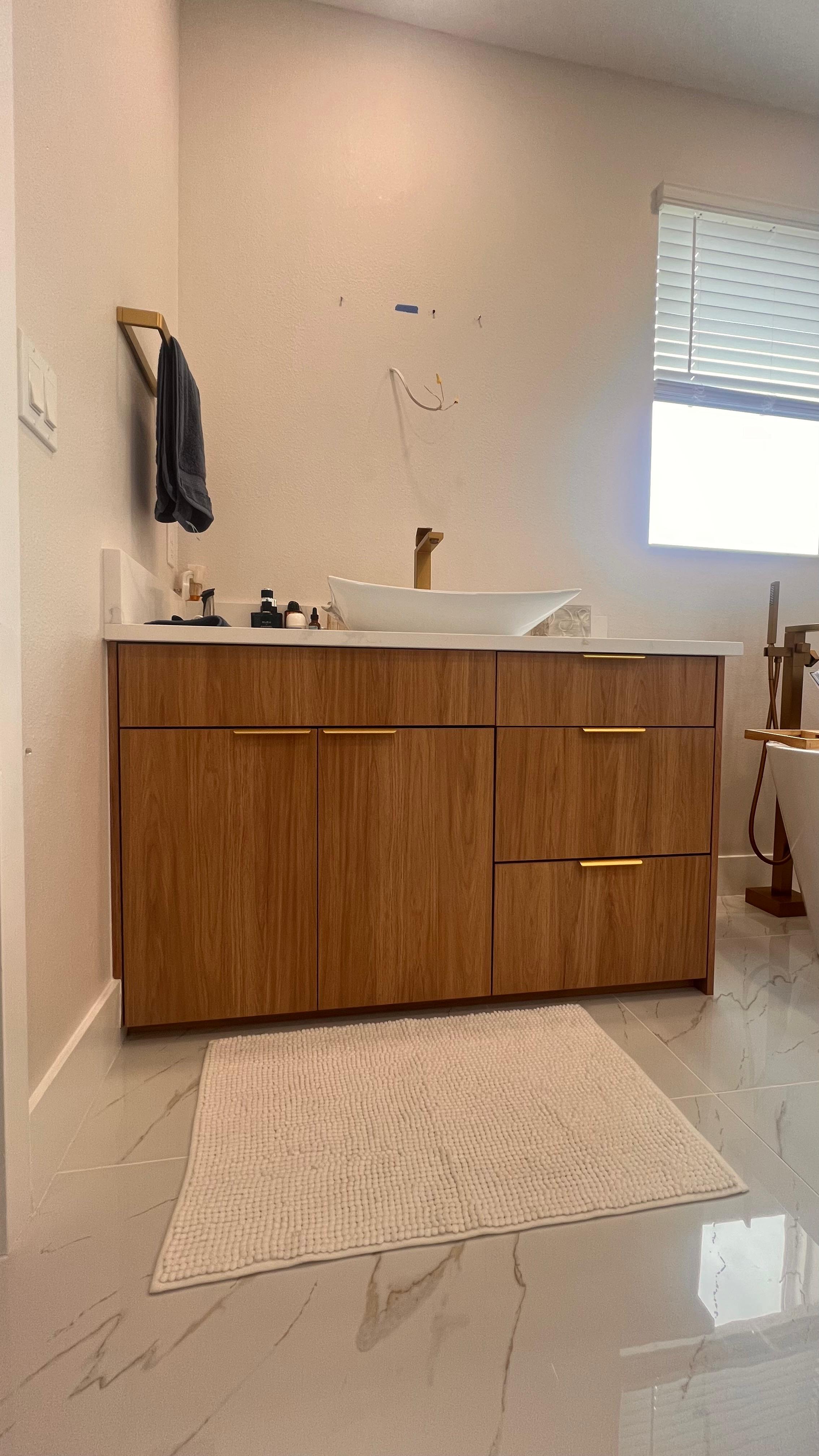 Elegant bathroom with natural stone